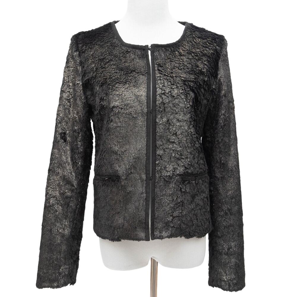 Anthropologie Elevenses Black Metallic Jacket Size Small